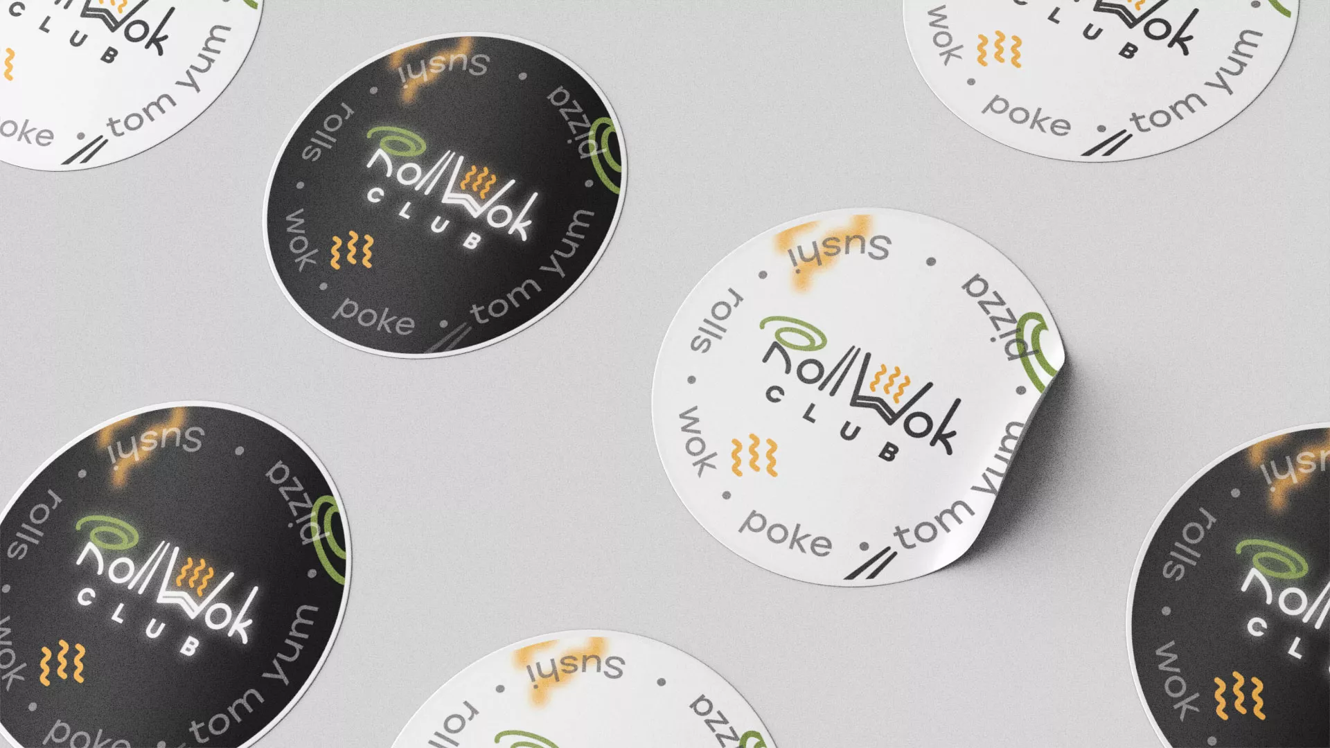 Разработка наклеек для суши-бара «Roll Wok Club» в Стерлитамаке